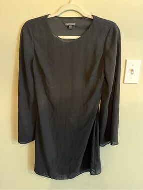 Express Black Long-Sleeve Shift Dress